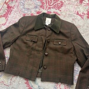 Vintage cropped plaid blazer